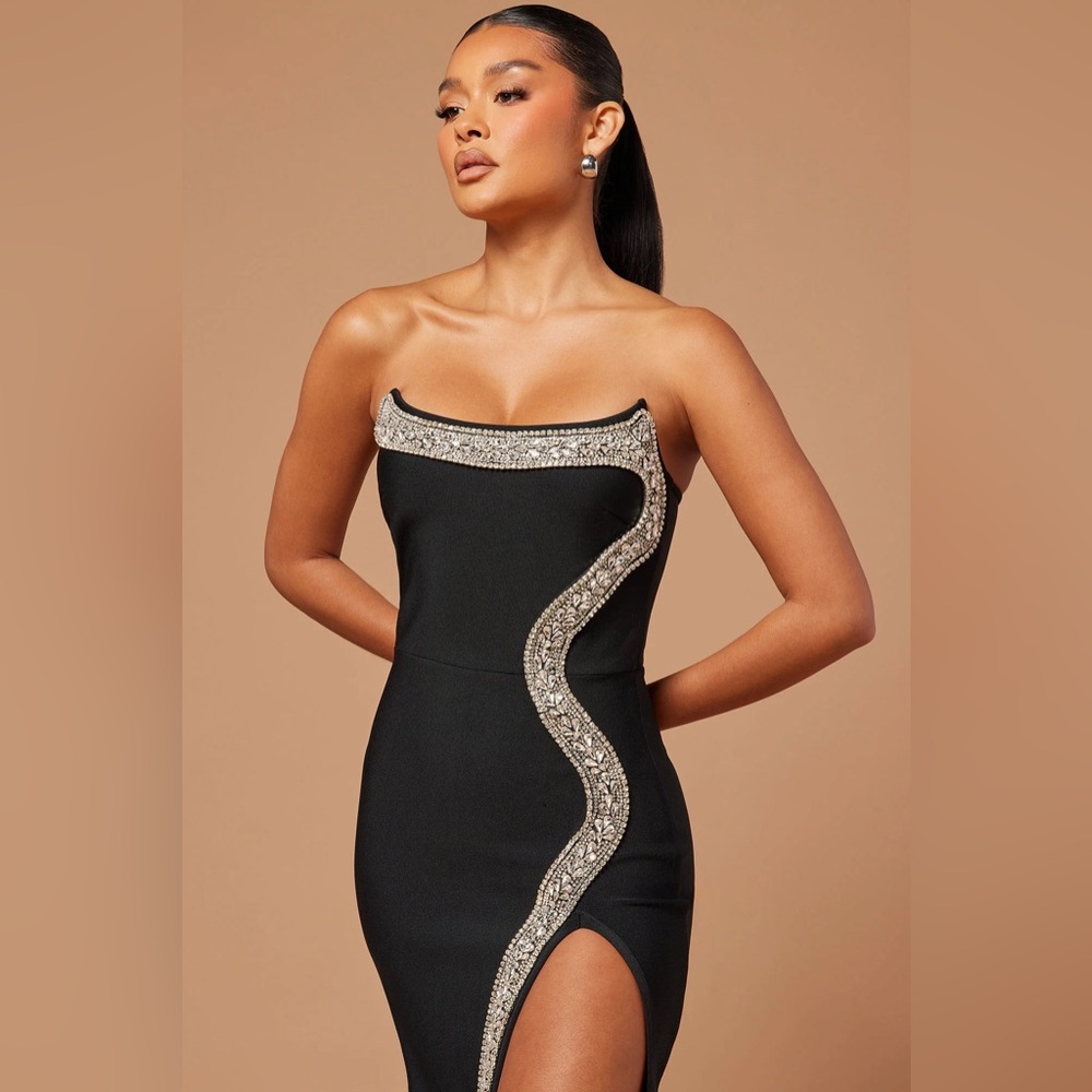 Fashion Nova Amber Bandage Gown Black